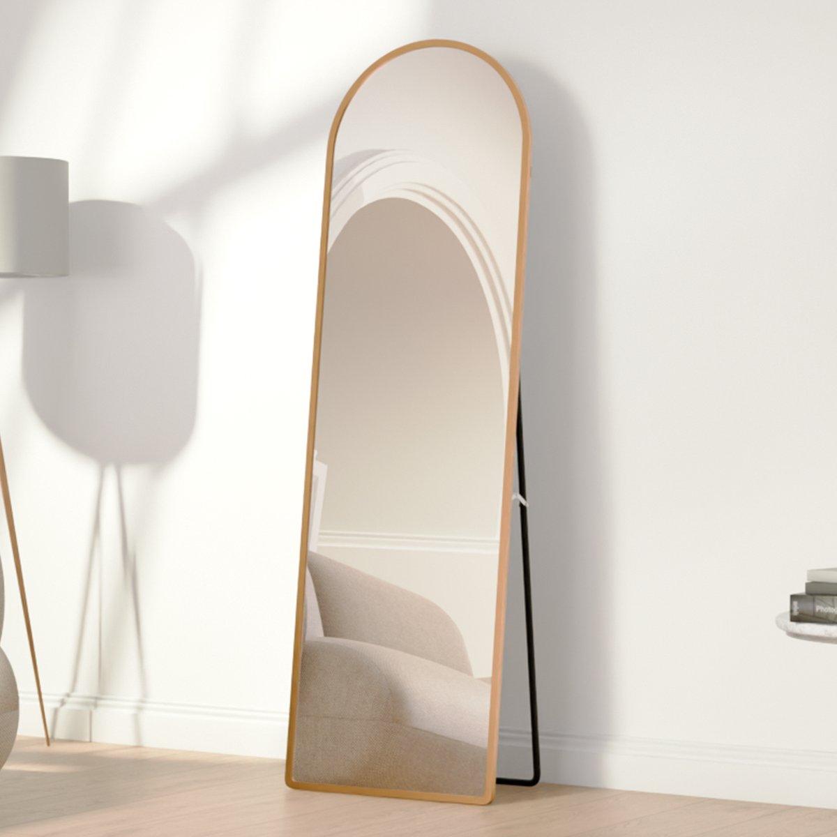 '- Passpiegel - Hangend en Staand - Met Frame - Wandspiegel - Make up Spiegel - 160 x 60 cm – Goud