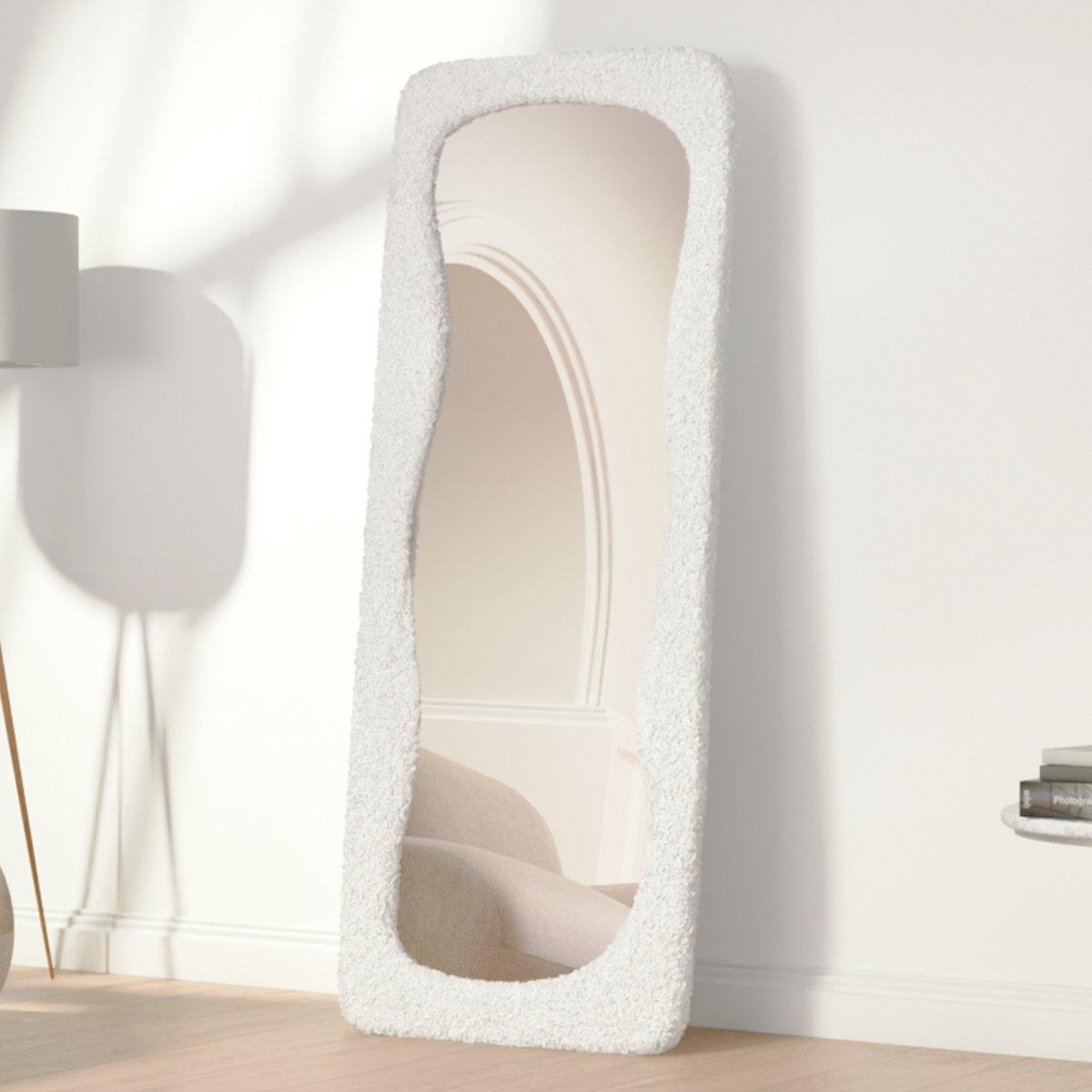 Teddy Organische Spiegel - Passpiegel - Staand en Hangend - Wandspiegel - Make up Spiegel - 160 x 60 cm – Wit